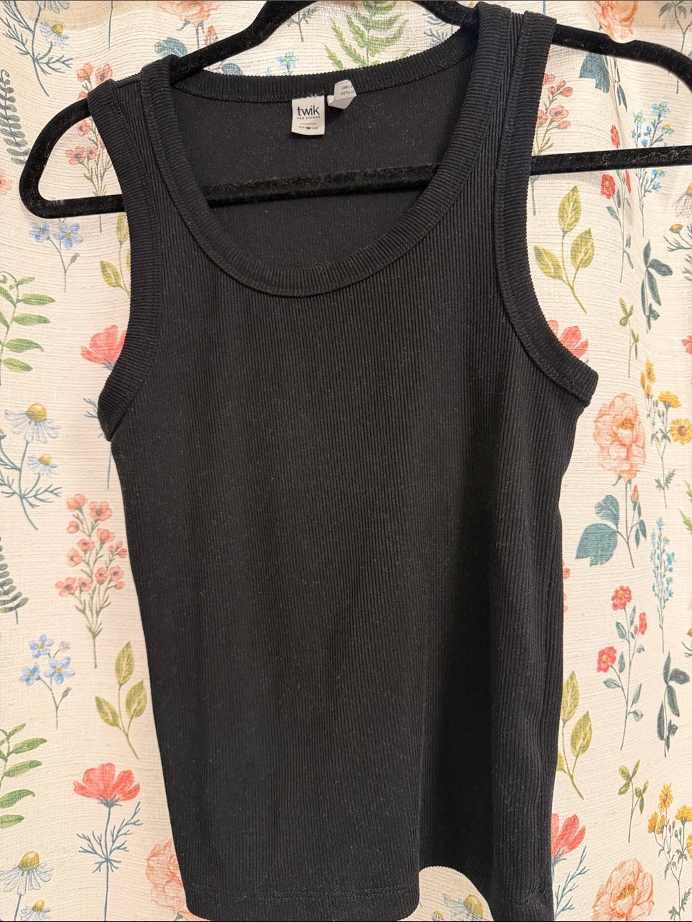 twik Black Ribbed Scoop Neck Tank